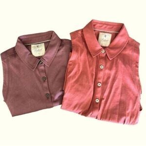 NWOT - LinkSoul Women’s Sleeveless Polos Tank Lot of 2- Maroon/Coral Golf Size L